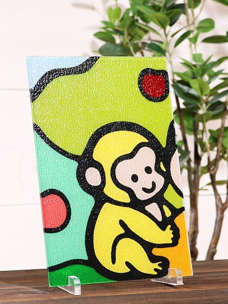 ステンドグラス　　　アヒルの親子 ステンドグラス風装飾ガラス(プリズム) AD411｜オーダーガラス板.com