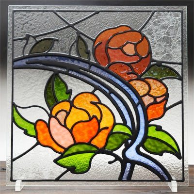 ステンドグラス風装飾ガラス(スクウェア) OG403｜オーダーガラス板.com