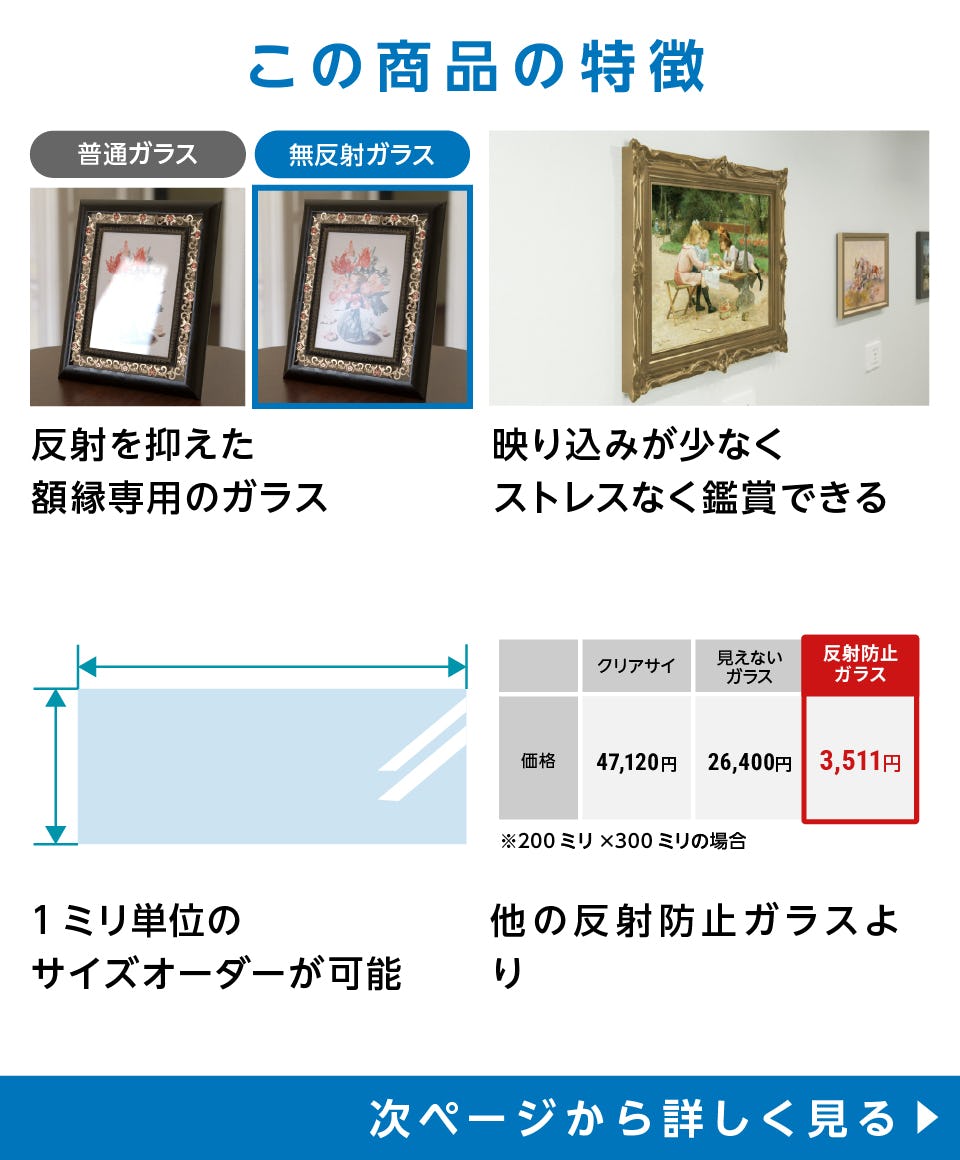 額縁専用ガラス(シルクサイト)のオーダー販売｜オーダーガラス板.com