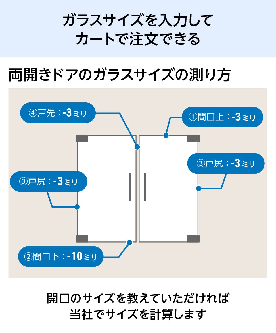 テンパードア／強化ガラス扉】規格・サイズオーダー販売