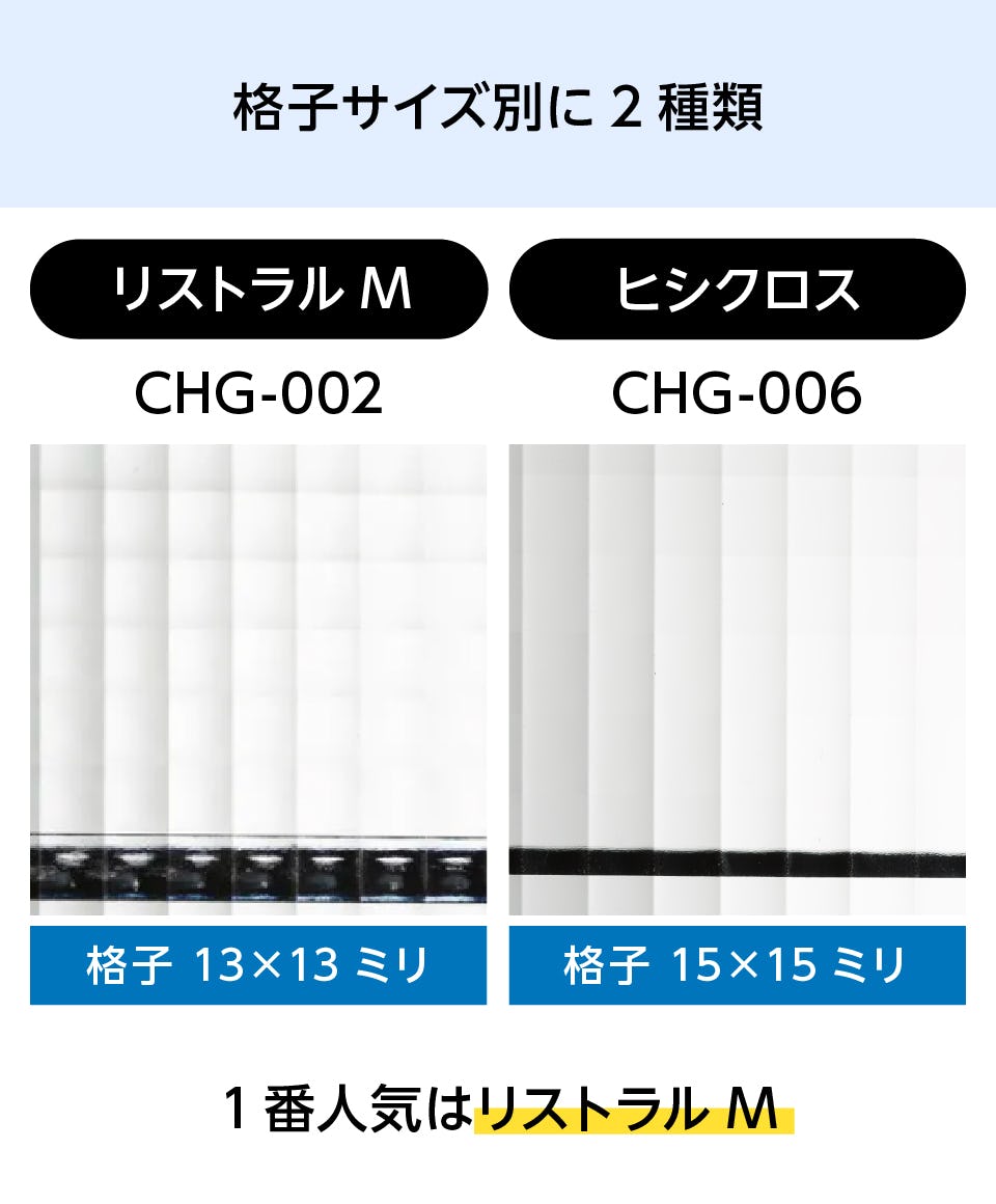 チェッカーガラス - 格子サイズ別に2種類／①リストラルM　②ヒシクロス