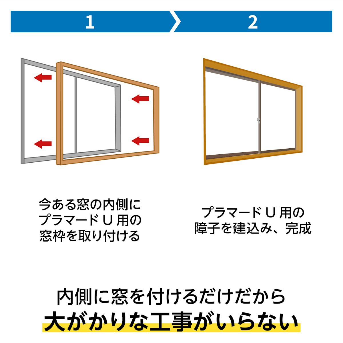 YKK APの内窓「マドリモ プラマードU」引き違い窓(4枚建て) - 約60分で完了するスピード施工
