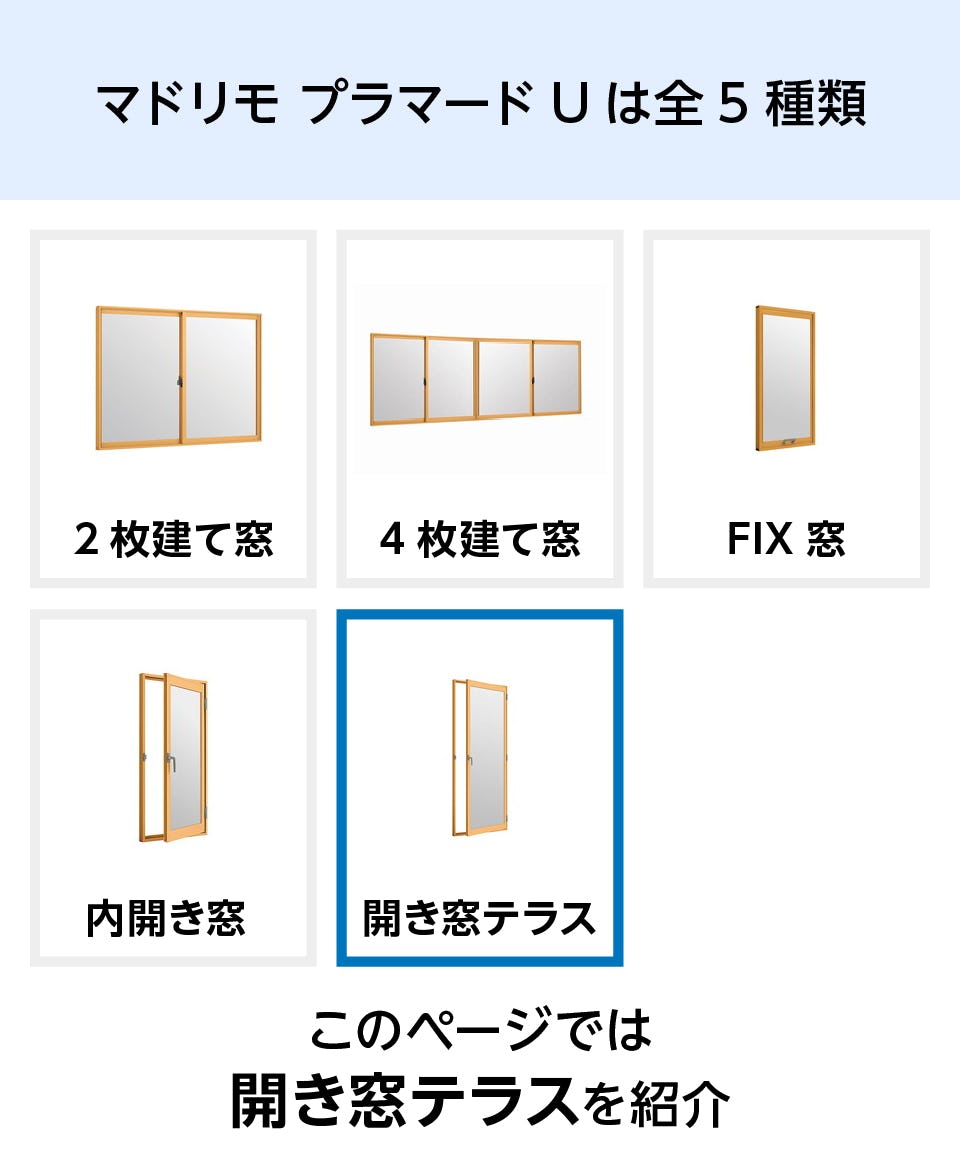 内窓プラマードU】開き窓テラスタイプ／サイズオーダー販売