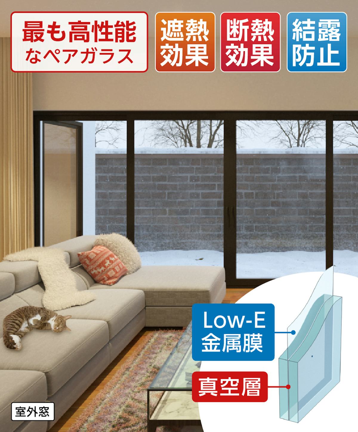 結露防止ガラス プレミアム (スペーシア)/最も高性能なペアガラス