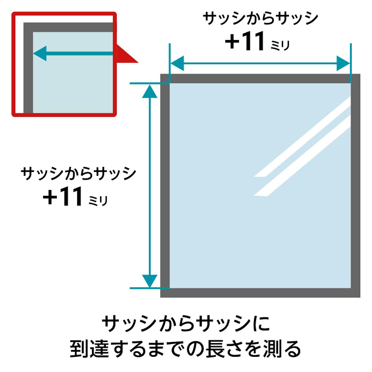 結露防止ガラス プレミアム (スペーシア) - ガラスサイズの測り方／サッシからサッシに到達するまでの長さ