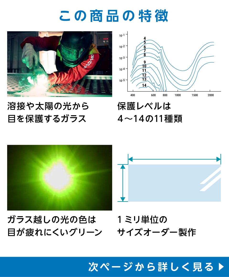 遮光ガラス／太陽ガラス】溶接用ガラス／サイズオーダー販売