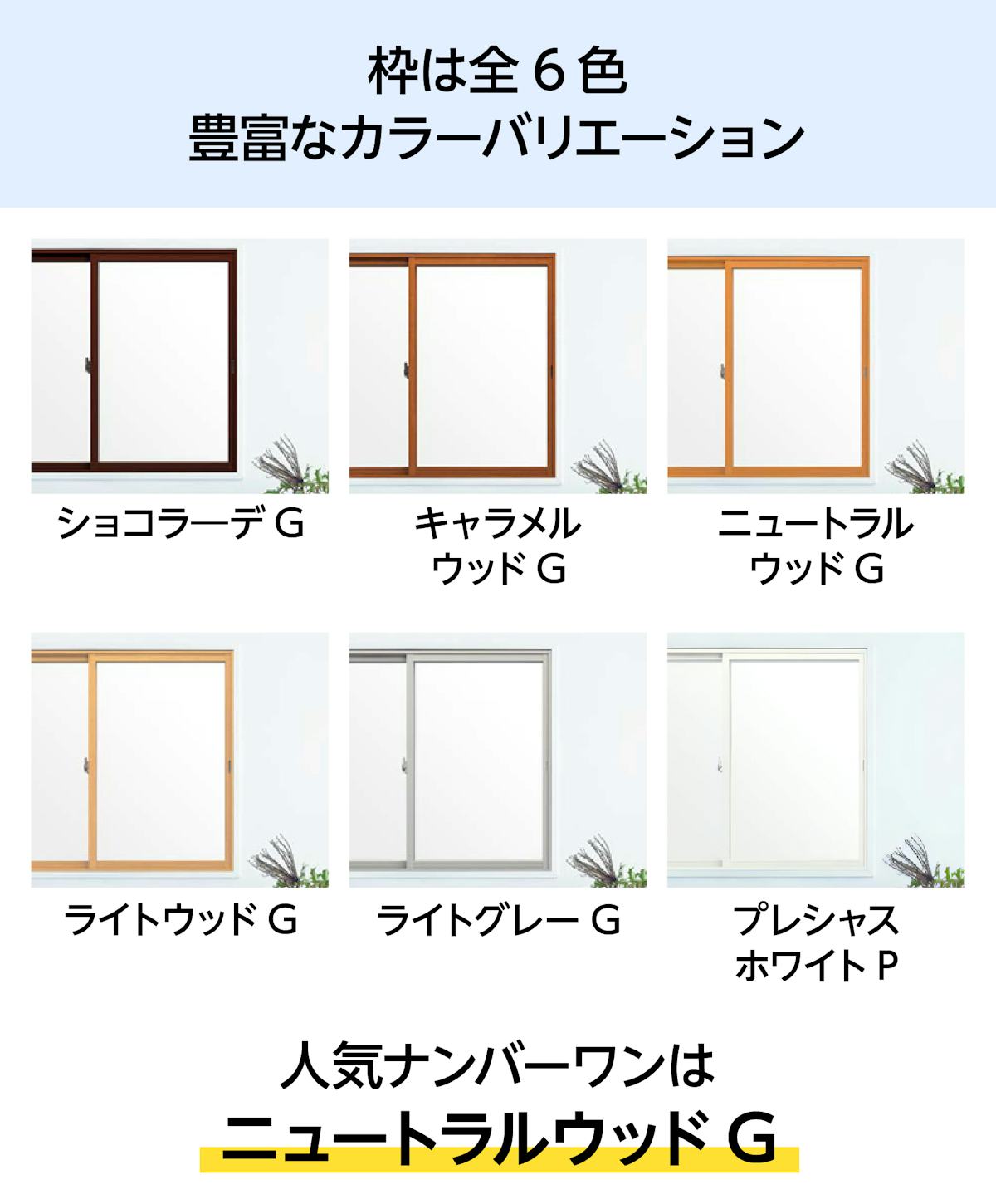 LIXILの内窓「インプラス」引き違い窓(4枚建て) - 選べる枠のカラーは6種類