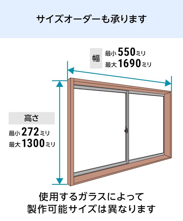 「インプラス 浴室仕様(ユニットバス納まり) 引違い窓 2枚建」は、1ミリ単位のサイズオーダーで浴室に内窓を設置できる