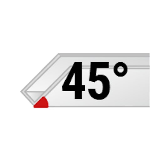 B.横から見て45°にカット