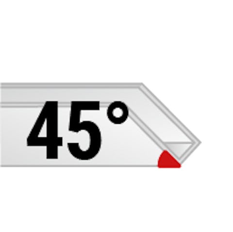 B.横から見て45°にカット