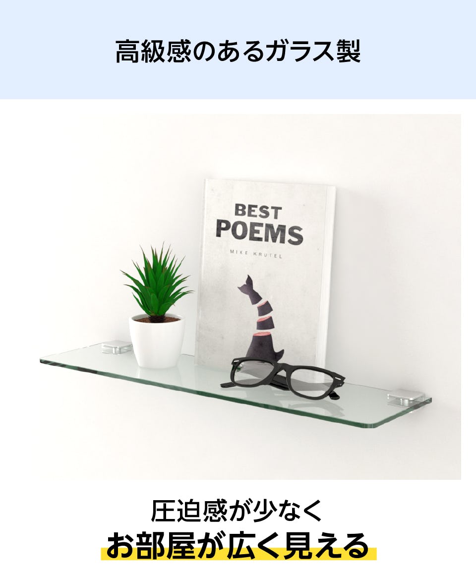 ガラスウォールシェルフ作成セット】透明ガラスタイプの販売