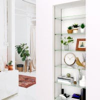 強化ガラス:ステンレス棚柱セット