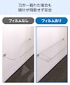 ガラススリット棚(強化ガラス)のガラス板には、飛散防止フィルムを貼り付けることができるので安全