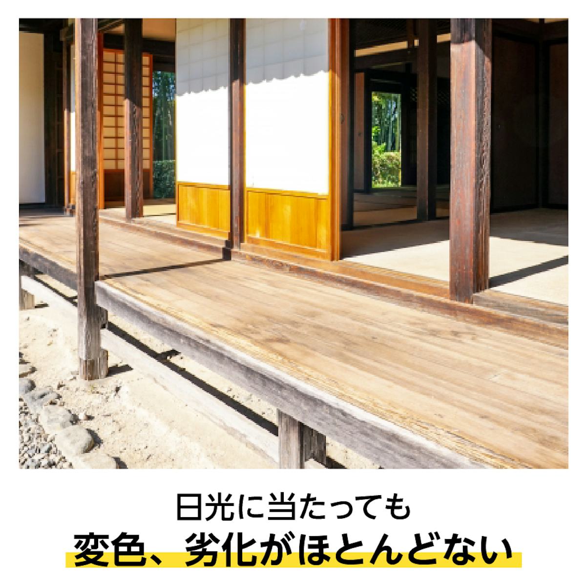 耐光性に優れる「アクリワーロン エバーライト」は、日光に当たっても劣化が少ない