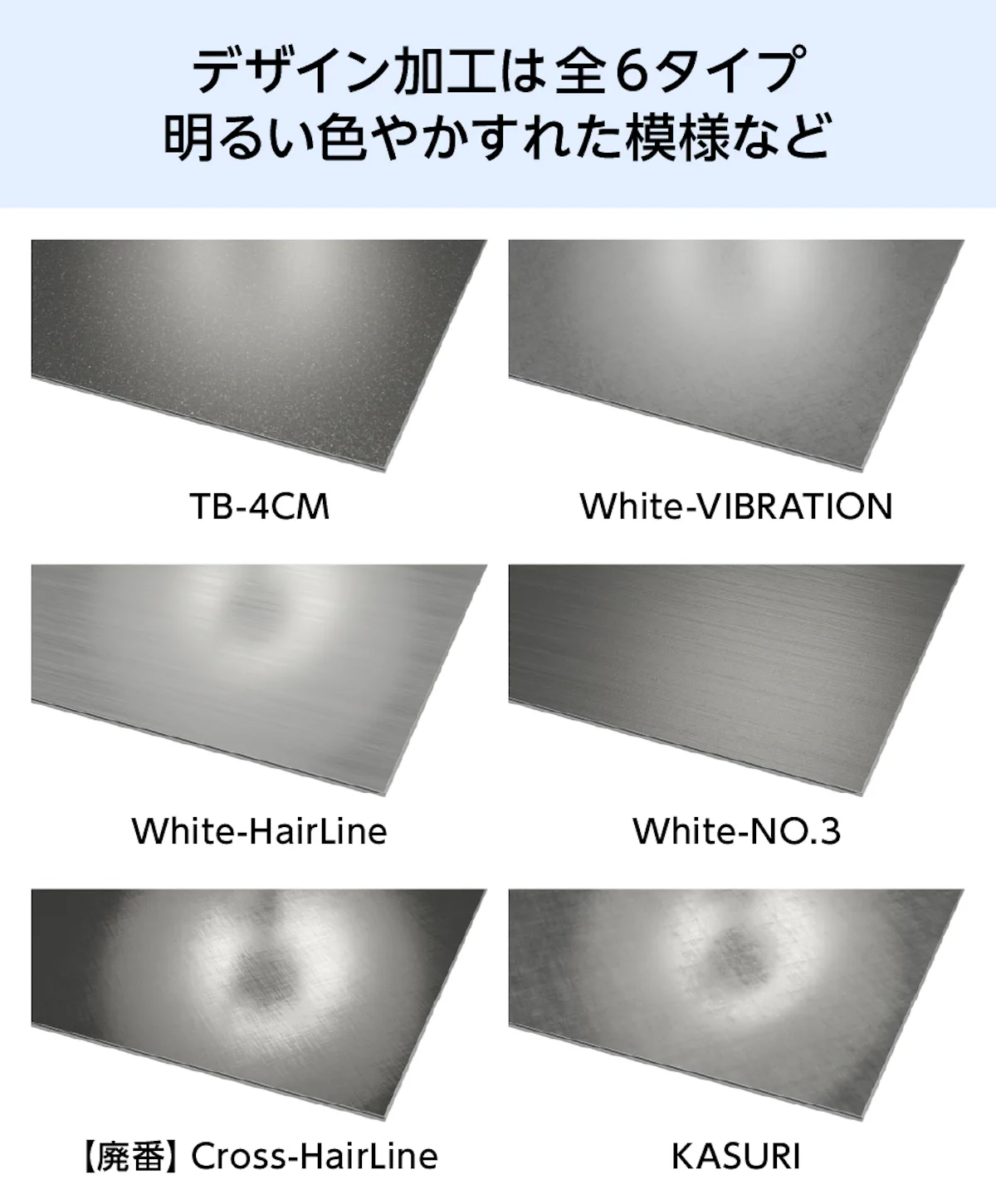 意匠仕上げのショットブラスト加工は6タイプ