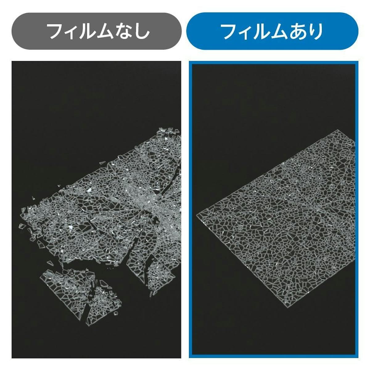 飛散防止フィルムをつければ、「テーブル天板用 強化ガラス(フロスト)」が割れた場合も破片が飛散しない