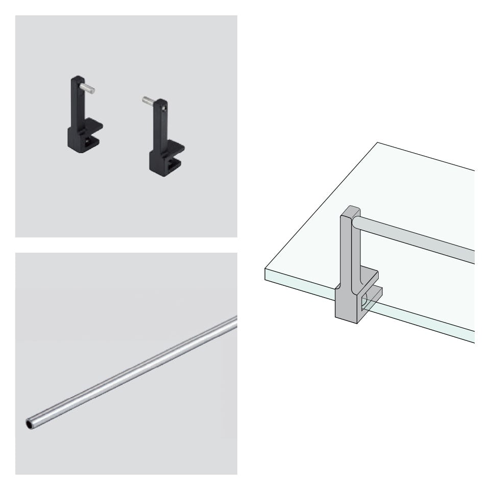 ガラス棚付きパイプシェルフ - オプション：棚から物が落ちるのを防ぐ転び止め