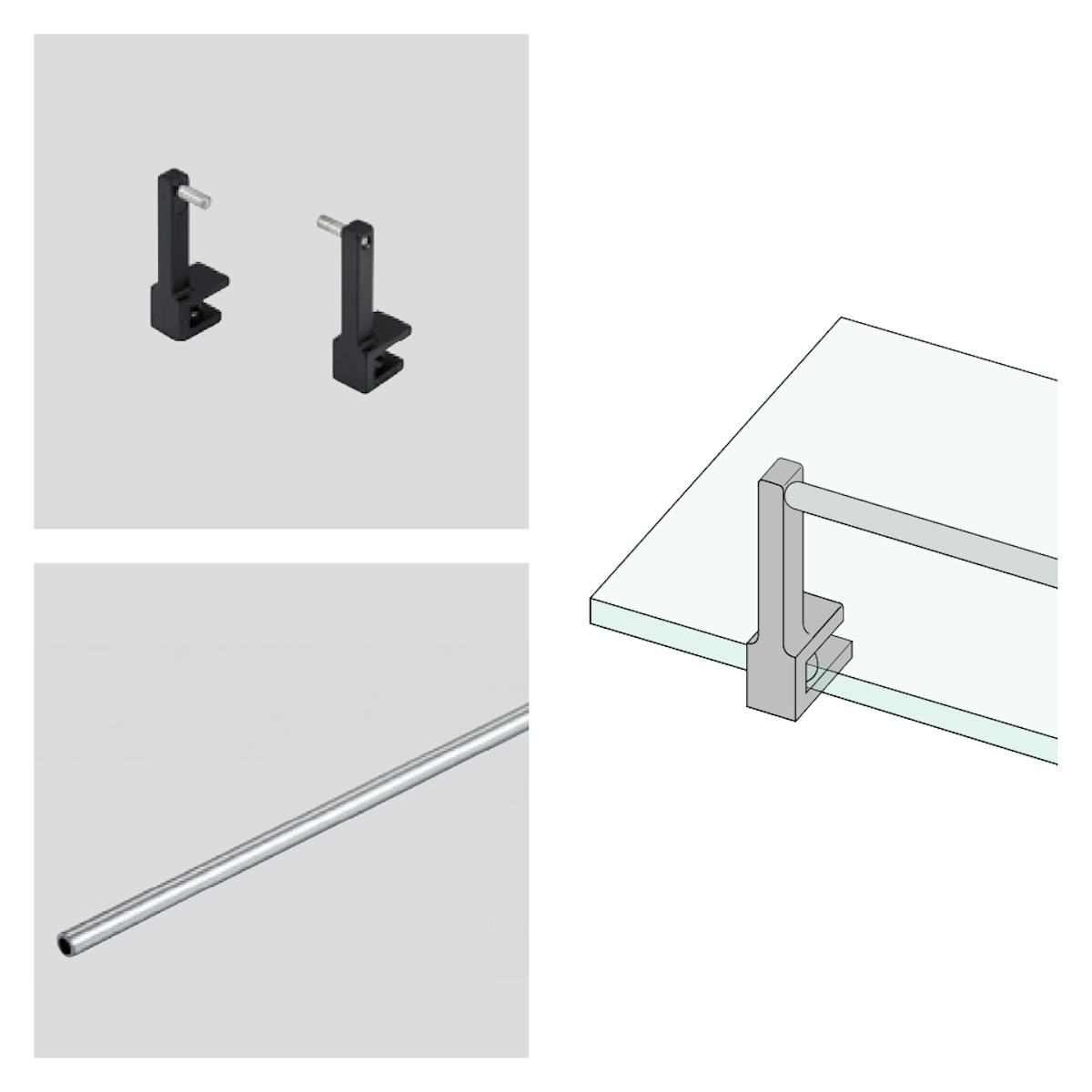 ガラス棚付きパイプシェルフ - オプション：棚から物が落ちるのを防ぐ転び止め
