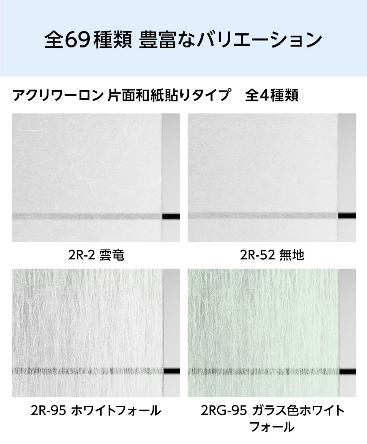 全4種類の「アクリワーロン 片面和紙貼り」