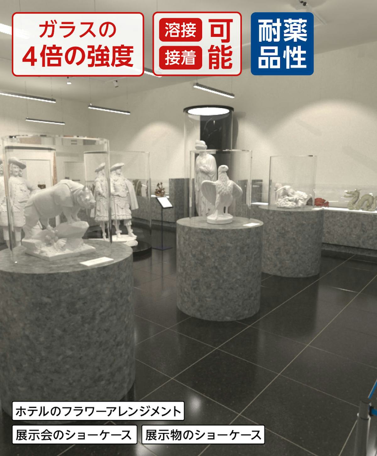 アクリル円柱ケース - ガラスの4倍の強度/溶接・接着可能/耐薬品性