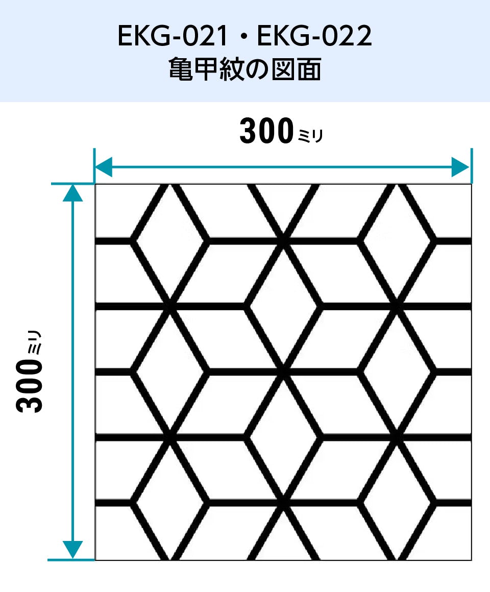 EKG-021・EKG-022／和風ガラス「切子風ガラス」亀甲紋の図面