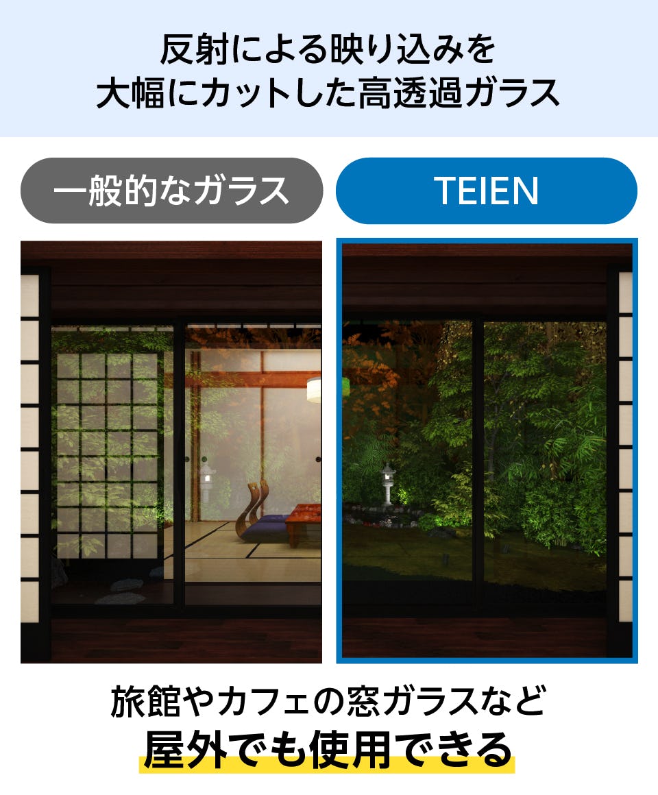 窓ガラスの反射防止に】夜景専用ガラス／反射率わずか1％