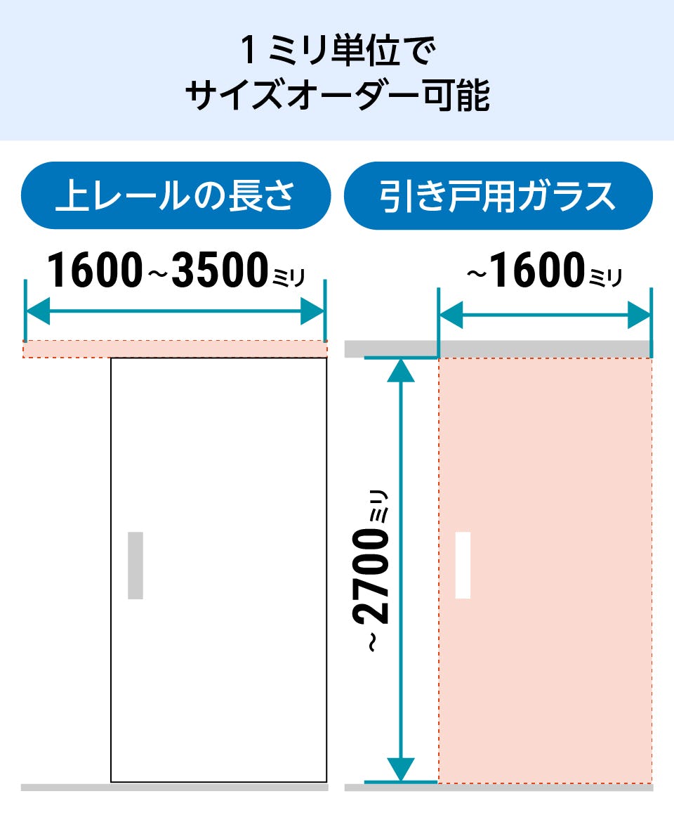 吊りガラス引き戸】ガラス・部品セット／サイズオーダー販売