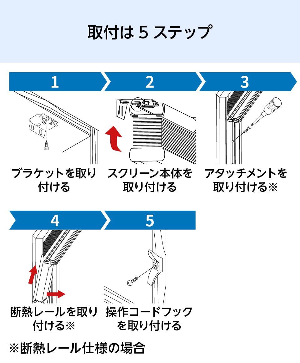 5ステップで簡単取り付け：断熱ブラインド「ハニカム・サーモスクリーン」スタンダードタイプの取り付け方