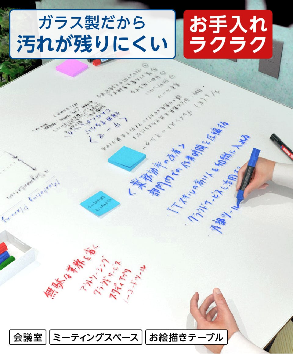 ホワイトガラス天板のオフィステーブル 会議用テーブル ミーティングテーブル オフィステーブル 幅1200