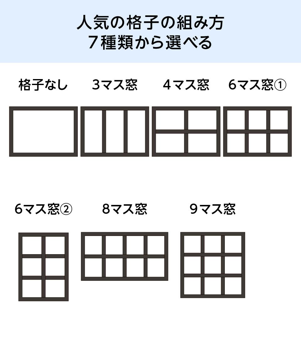 アイアン窓】格子付き室内窓／組み方は7種／好みのガラスで