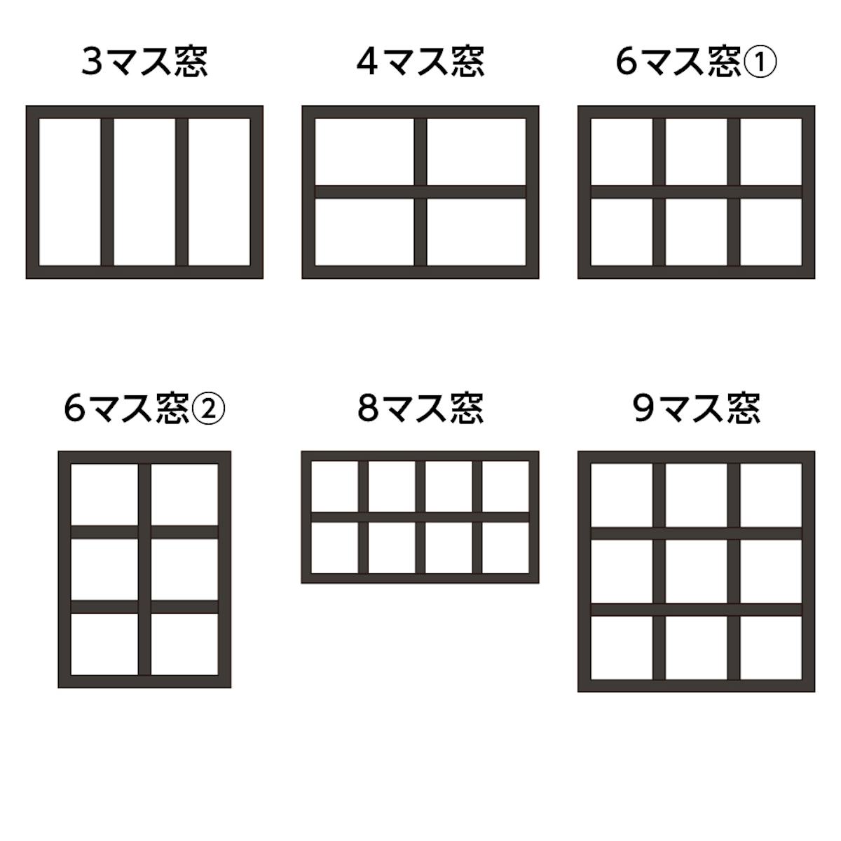 「ステンド風アイアン窓 アイアンフレームⅢ」の格子デザインは6種類
