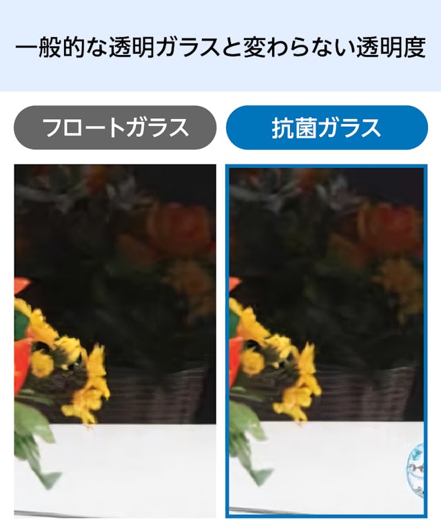 抗菌ガラス(ウイルスクリーン)の透明度は一般的なガラスとほぼ同じ