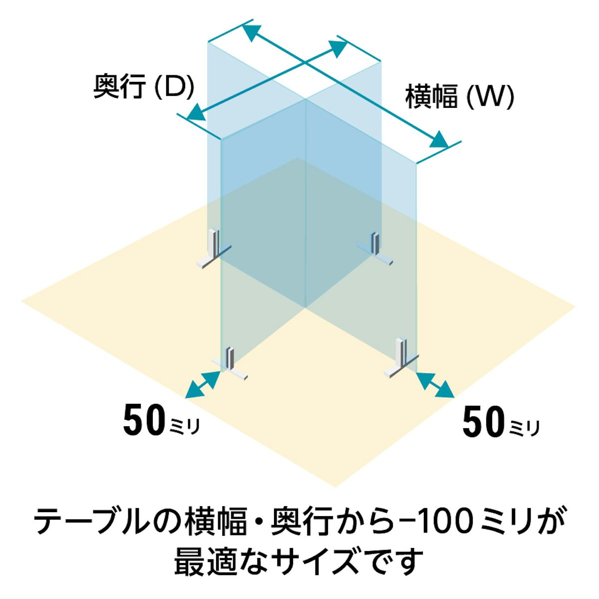 飛散防止用間仕切り「飛沫ガード(十字型)」は、1ミリ単位でサイズオーダーできる
