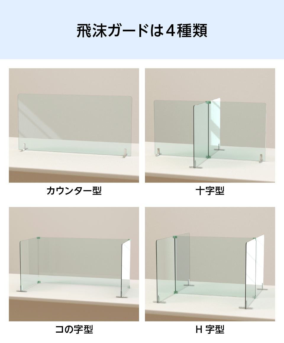 飛沫ガード(飛沫防止パーテーション)｜オーダーガラス板.com