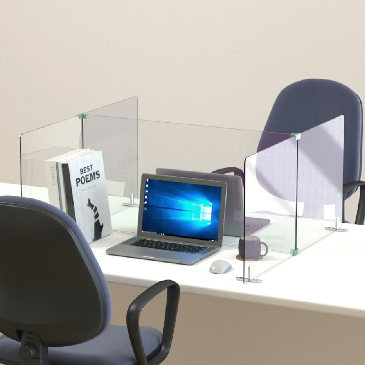 「H字型飛沫ガード」は、対面式のデスクで使いやすい