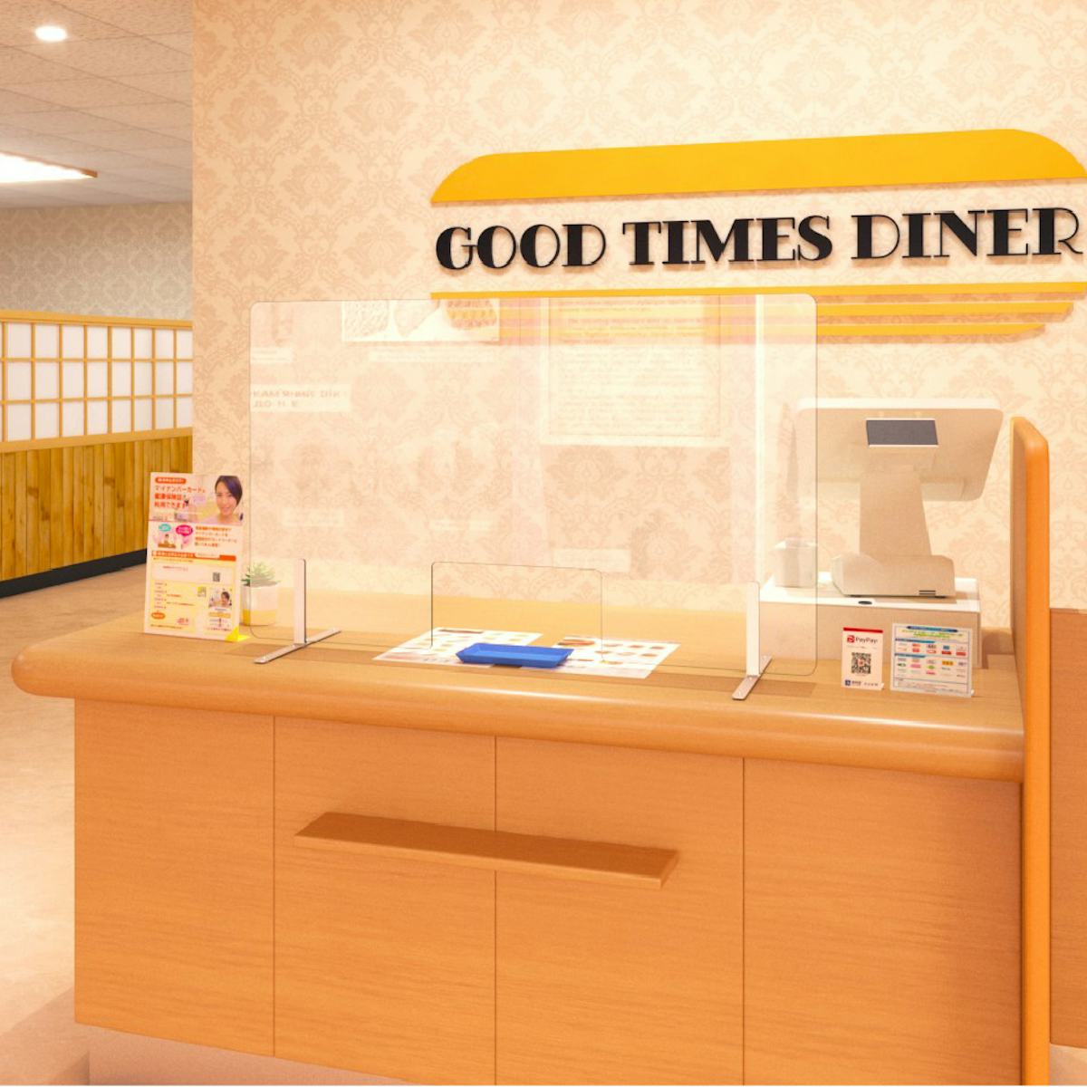 「カウンター型飛沫ガード」は、受付や対面での接客の場所で飛散防止間仕切りとして使える