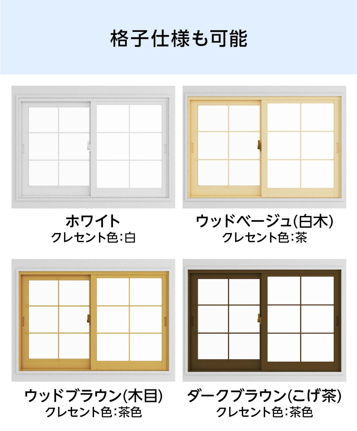 格子仕様も可能な「メルツエンサッシ内窓 引違い窓(4枚戸)」
