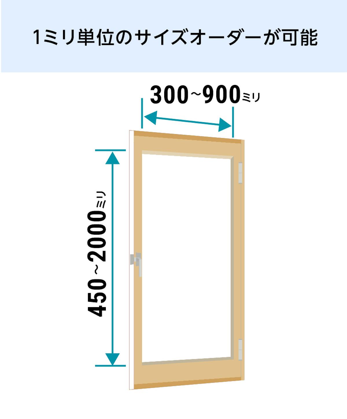 「メルツエンサッシ内窓 内開き窓」は1ミリ単位でサイズオーダーができる