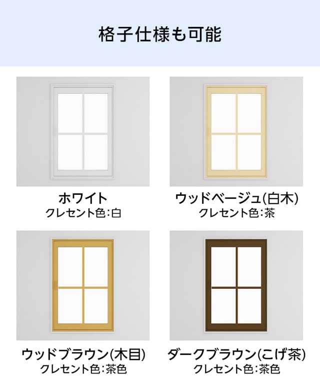 格子仕様も可能な「メルツエンサッシ内窓 内開き窓」