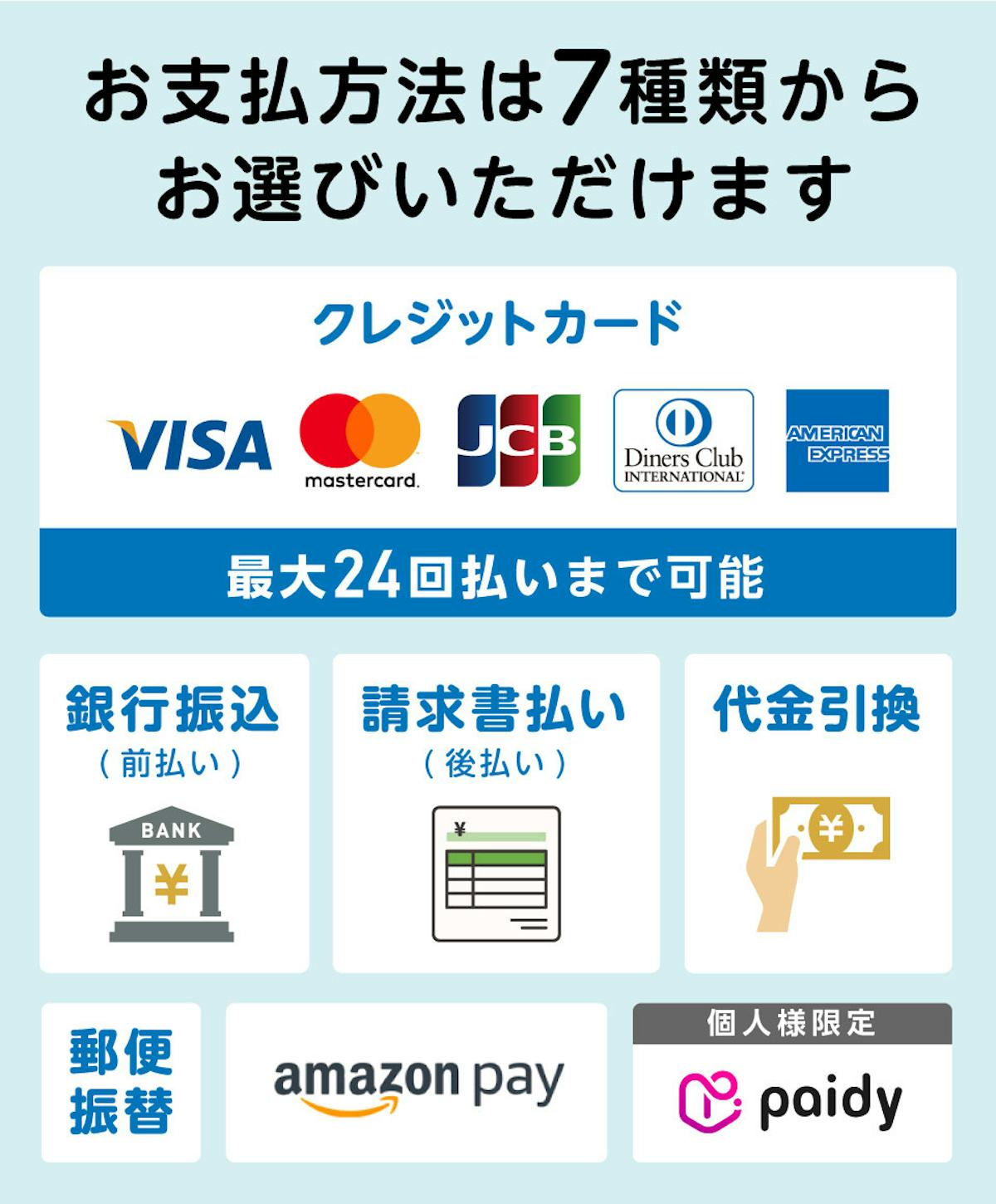 お支払方法は7種類から選べる