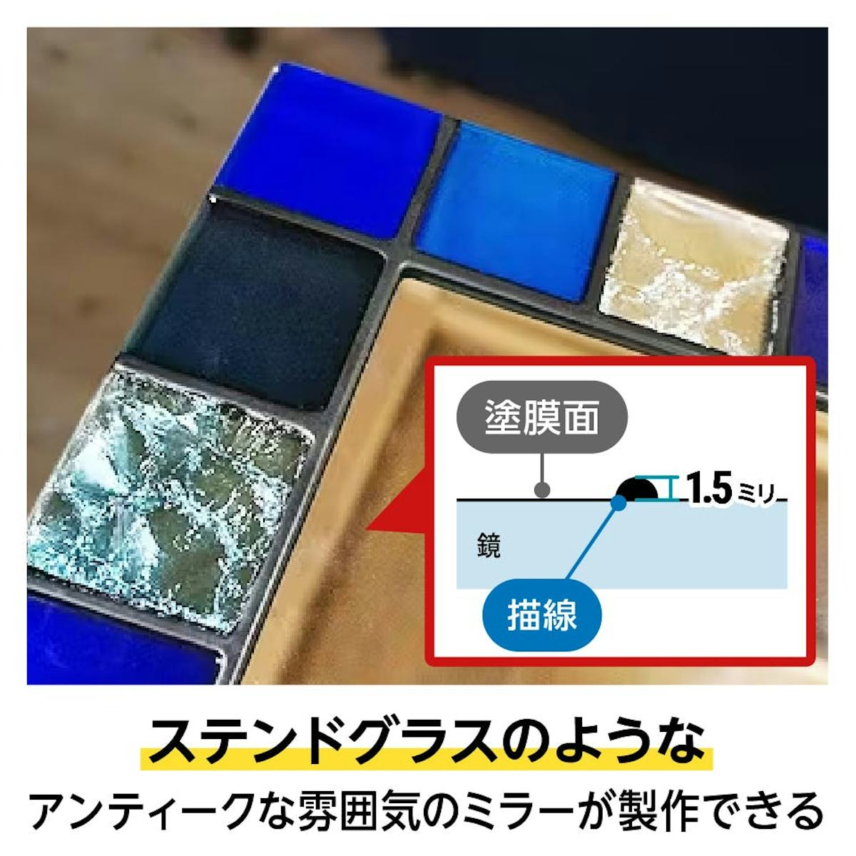 ステンドグラスのようなアンティークな鏡を製作