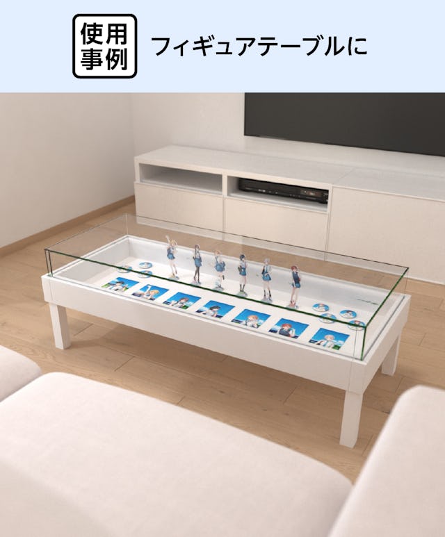 フィギュアテーブルに、「オーダーメイドできるガラスショーケース」を使用した事例(1)