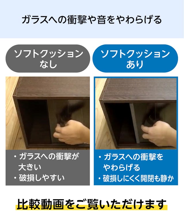 ガラス小口への衝撃や音をやわらげる保護クッション